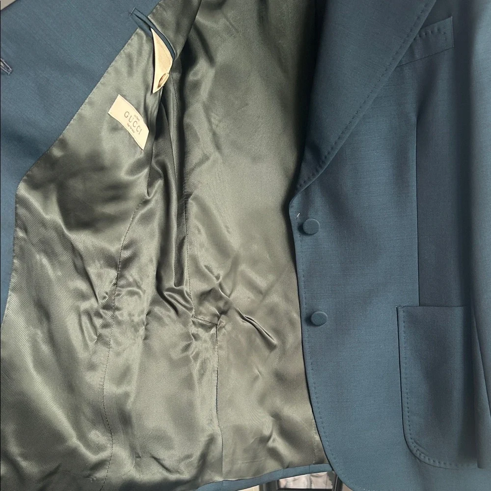 Gucci Teal Single-Breasted Blazer Jacket - Picture 3 of 4
